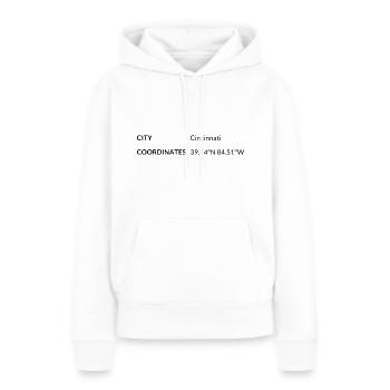 Cincinnati, Ohio, États-Unis les coordonnées - Sweat à capuche Premium bio Femme - blanc - Devant - Julia (174cm)