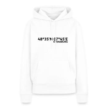 Coordonnées de Strasbourg - Sweat à capuche Premium bio Femme - blanc - Devant - Julia (174cm)