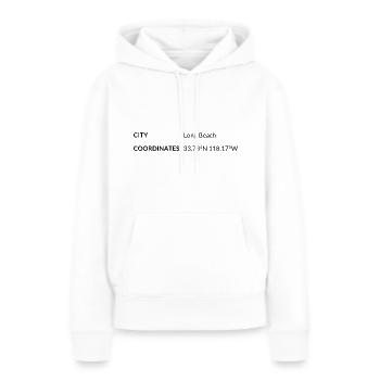 les coordonnées de Long Beach, Californie, États-Unis - Sweat à capuche Premium bio Femme - blanc - Devant - Julia (174cm)