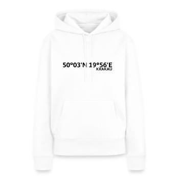Krakau Koordinaten - Frauen Premium Bio Hoodie - Weiß - Vorne - Julia (174cm)