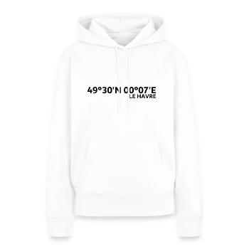 Le Havre Koordinaten - Frauen Premium Bio Hoodie - Weiß - Vorne - Julia (174cm)