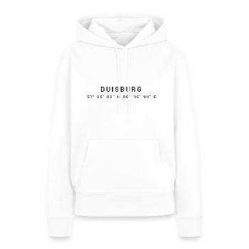 Les coordonnées de Duisbourg - Sweat à capuche Premium bio Femme - blanc - Devant - Julia (174cm)