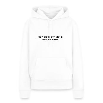 Parce que les coordonnées sur le Rhin - Sweat à capuche Premium bio Femme - blanc - Devant - Julia (174cm)