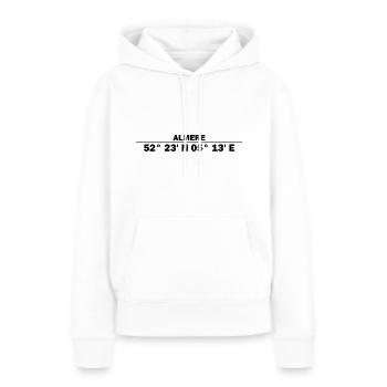 Almere Koordinaten - Frauen Premium Bio Hoodie - Weiß - Vorne - Julia (174cm)