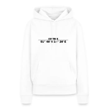 Coordonnées de Cottbus - Sweat à capuche Premium bio Femme - blanc - Devant - Julia (174cm)