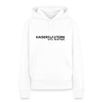 Coordonnées de Kaiserslautern - Sweat à capuche Premium bio Femme - blanc - Devant - Julia (174cm)