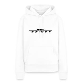 Coordonnées de Belfast - Sweat à capuche Premium bio Femme - blanc - Devant - Julia (174cm)
