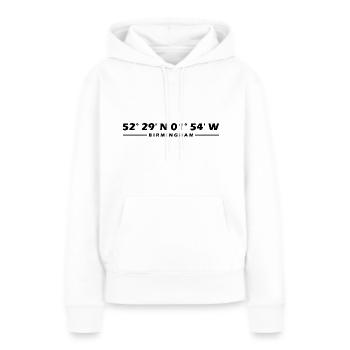 Coordonnées de Birmingham - Sweat à capuche Premium bio Femme - blanc - Devant - Julia (174cm)