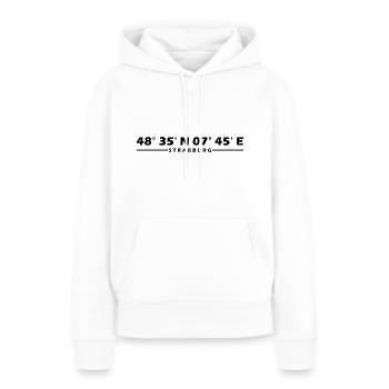 Coordonnées de Strasbourg - Sweat à capuche Premium bio Femme - blanc - Devant - Julia (174cm)