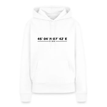 Coordonnées de Turin - Sweat à capuche Premium bio Femme - blanc - Devant - Julia (174cm)