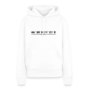 Coordonnées de Bolzano - Sweat à capuche Premium bio Femme - blanc - Devant - Julia (174cm)