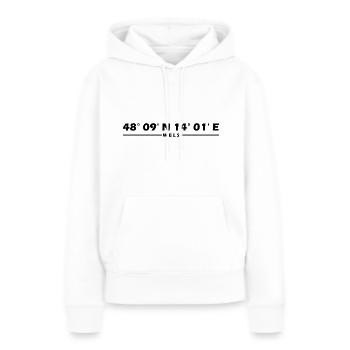 Coordonnées du poisson-chat - Sweat à capuche Premium bio Femme - blanc - Devant - Julia (174cm)