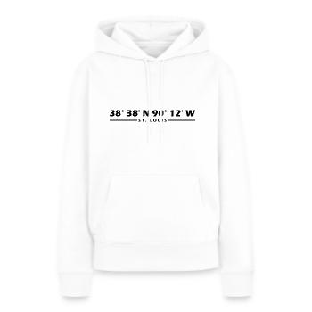 St. Louis Koordinaten - Frauen Premium Bio Hoodie - Weiß - Vorne - Julia (174cm)
