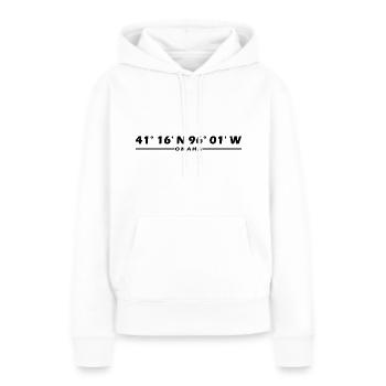 Coordonnées Omaha - Sweat à capuche Premium bio Femme - blanc - Devant - Julia (174cm)