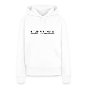 Coordonnées de Cleveland - Sweat à capuche Premium bio Femme - blanc - Devant - Julia (174cm)