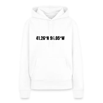 Coordonnées Omaha, Nebraska, États-Unis - Sweat à capuche Premium bio Femme - blanc - Devant - Julia (174cm)