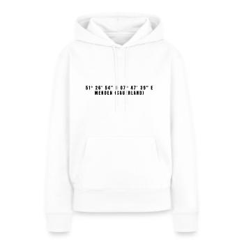 Menden (Sauerland) Nordrhein-Westfalen Koordinaten - Frauen Premium Bio Hoodie - Weiß - Vorne - Julia (174cm)