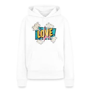 Love exploding BD style amoureux - Sweat à capuche Premium bio Femme - blanc - Devant - Julia (174cm)