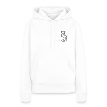 Dessin au trait de chat - Sweat à capuche Premium bio Femme - blanc - Devant - Julia (174cm)