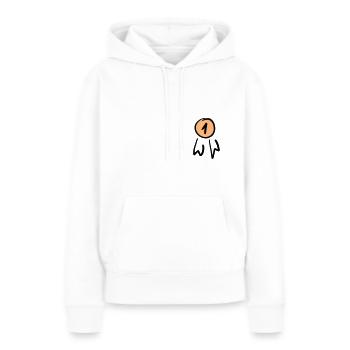 Premier badge / commande. Griffonner. - Sweat à capuche Premium bio Femme - blanc - Devant - Julia (174cm)