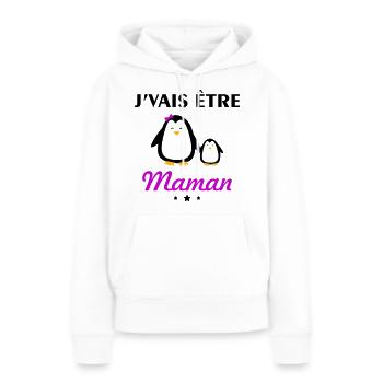 Je vais être maman, bientôt maman,grossesse - Sweat à capuche Premium bio Femme - blanc - Devant - Julia (174cm)