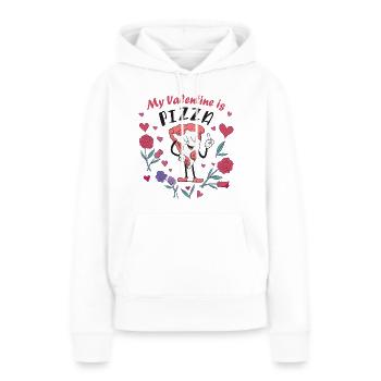 Mein Valentin ist Pizza - Frauen Premium Bio Hoodie - Weiß - Vorne - Julia (174cm)