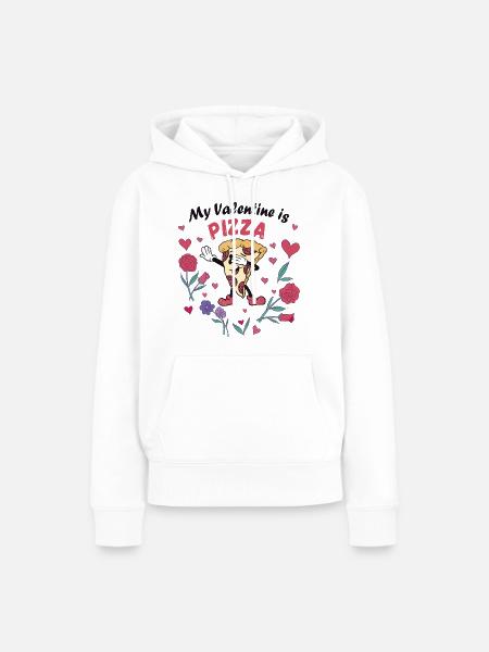 Mein Valentin ist Pizza - Frauen Premium Bio Hoodie - Weiß