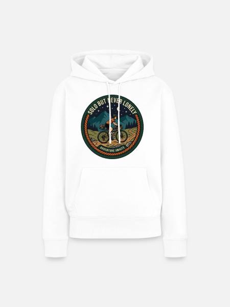 Solo-, aber niemals einsames Bikepacking-Patch - Frauen Premium Bio Hoodie - Weiß