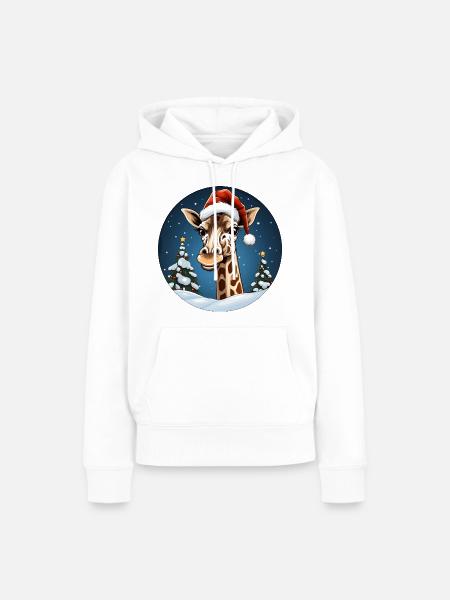 Giraffe Weihnachten - Frauen Premium Bio Hoodie - Weiß