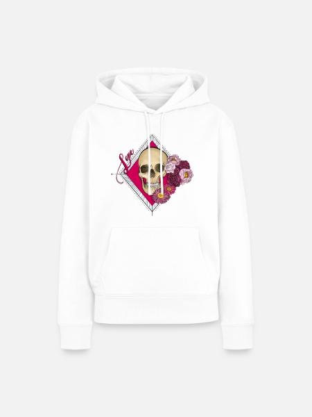 Liebesschädel - Frauen Premium Bio Hoodie - Weiß