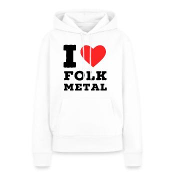 J’adore le folk metal - Sweat à capuche Premium bio Femme - blanc - Devant - Julia (174cm)