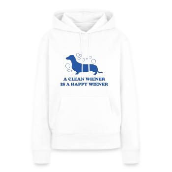 Ein sauberer Wiener ist ein glücklicher Wiener - Frauen Premium Bio Hoodie - Weiß - Vorne - Julia (174cm)