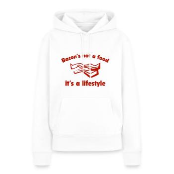 Speck ist kein Essen, sondern ein Lebensstil - Frauen Premium Bio Hoodie - Weiß - Vorne - Julia (174cm)
