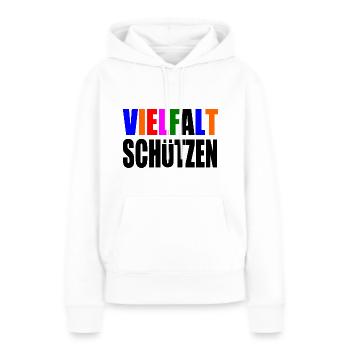 vielfalt schützen - Frauen Premium Bio Hoodie - Weiß - Vorne - Julia (174cm)
