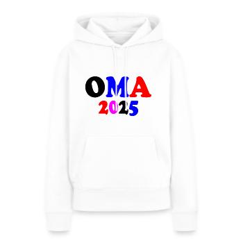 Oma 2025 - Frauen Premium Bio Hoodie - Weiß - Vorne - Julia (174cm)