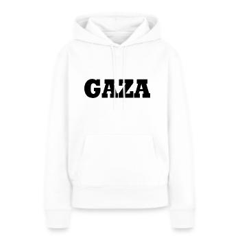 Gaza - Sweat à capuche Premium bio Femme - blanc - Devant - Julia (174cm)
