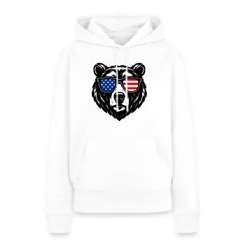 Patriotic bear with USA glasses - Women’s Premium Organic Hoodie - white - Front - Julia (174cm)