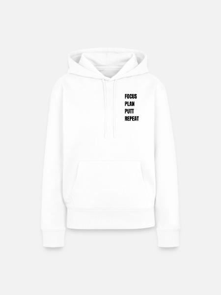 Golf Focus Plan Putt Repeat - Frauen Premium Bio Hoodie - Weiß