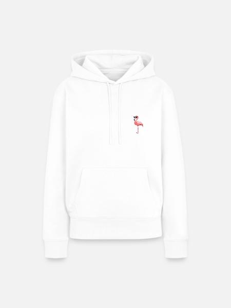 Flamingo 🦩 mit Sonnenbrille - Frauen Premium Bio Hoodie - Weiß