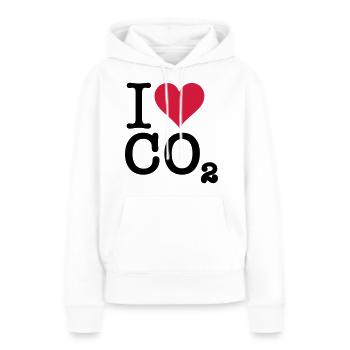 Je aime CO2 - Sweat à capuche Premium bio Femme - blanc - Devant - Julia (174cm)