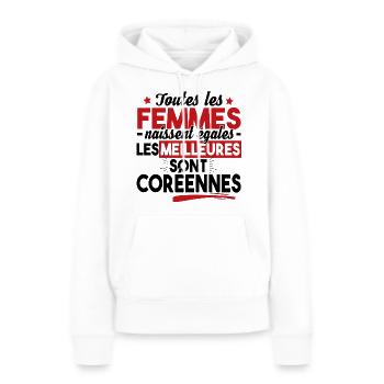 Coréenne Corée Asie Séoul Femme Cadeau T-shirt - Sweat à capuche Premium bio Femme - blanc - Devant - Julia (174cm)