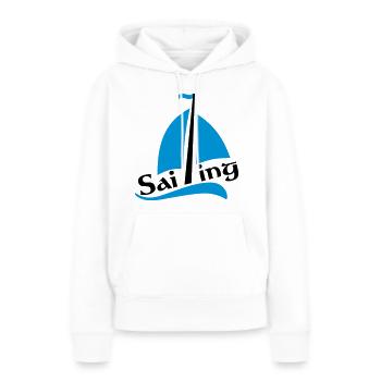 bateau à voile - Sweat à capuche Premium bio Femme - blanc - Devant - Julia (174cm)