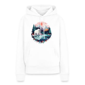 ours polaire faune faune nature nature - Sweat à capuche Premium bio Femme - blanc - Devant - Julia (174cm)