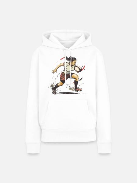 Weiblicher Rugbyspieler - Frauen Premium Bio Hoodie - Weiß