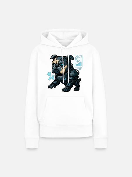 Futuristischer Cyber-Bulldogge in Kampfrüstung - Frauen Premium Bio Hoodie - Weiß
