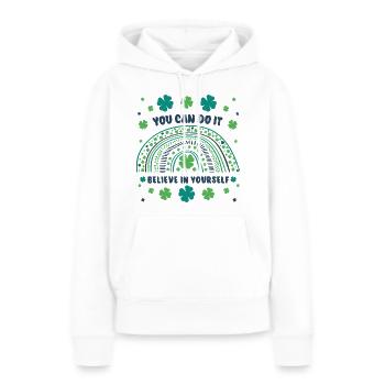 Tu peux le faire! Croyez en vous ! - Sweat à capuche Premium bio Femme - blanc - Devant - Julia (174cm)