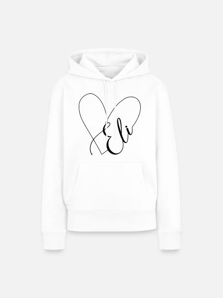 Eli Name Herzlinie - Frauen Premium Bio Hoodie - Weiß