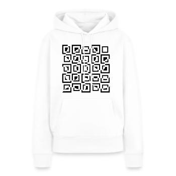 Illusion d’optique avec carrés - Sweat à capuche Premium bio Femme - blanc - Devant - Julia (174cm)