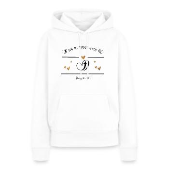 Christian Design, tout tourne autour de Jésus - Sweat à capuche Premium bio Femme - blanc - Devant - Julia (174cm)
