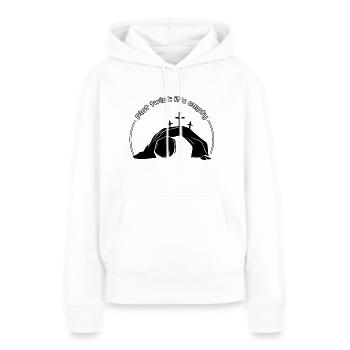 Plot Twist: Es ist leer - Frauen Premium Bio Hoodie - Weiß - Vorne - Julia (174cm)